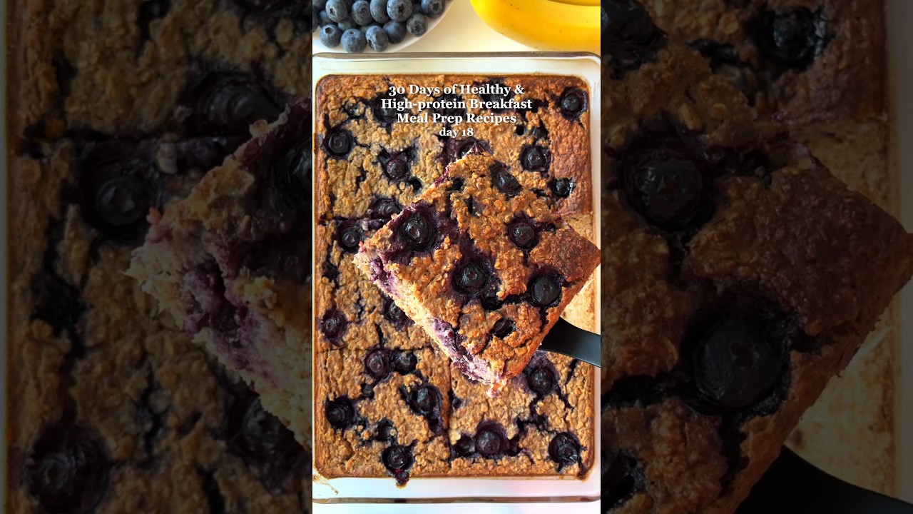 Healthy One Pan Blueberry Pie Baked Oats😍 #highprotein #healthybreakfast #mealprep
