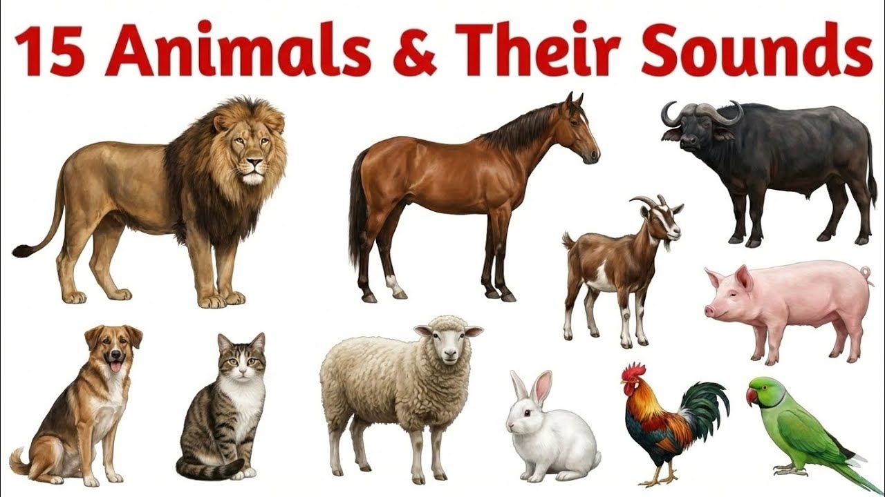 Animal and Their Sounds | 15 Animals Sound Names | Learn Animal Sounds for Kids | Kids Learning