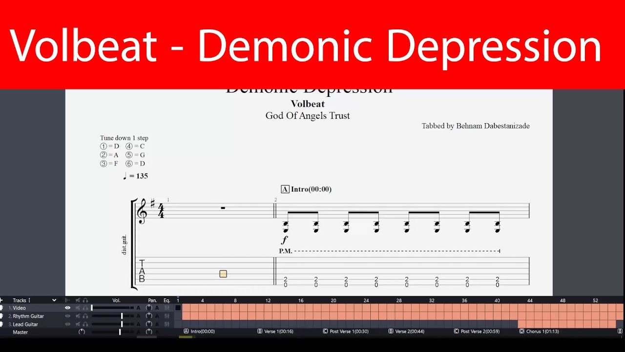 Volbeat - Demonic Depression Guitar Tab(D Standard)