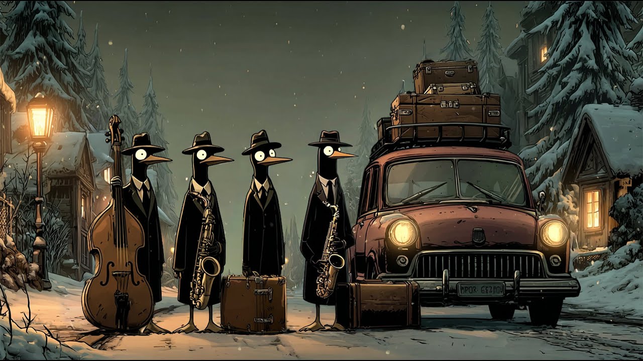 Penguins Journey Through the Winter Night &ndash; Jazz for Deep Focus & Productivity