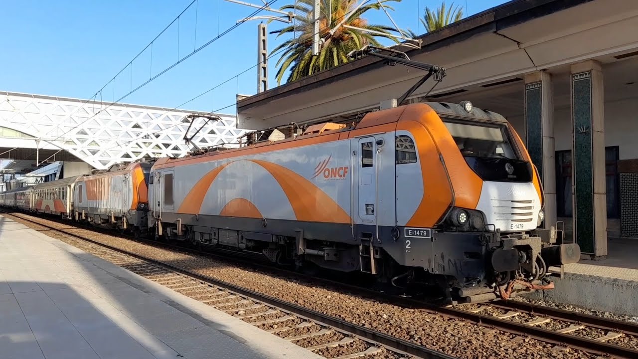 Alstom E-1479 + E-1401 en véhicule assurant Al Atlas N°101, départ de Kénitra.