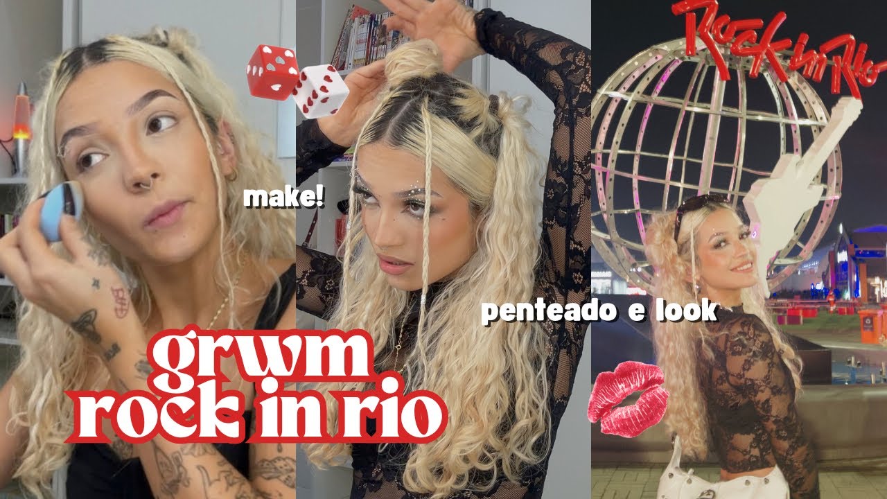 GRWM: rock in rio 🤍🎸 make que DURA A NOITE TODA, penteado e look!
