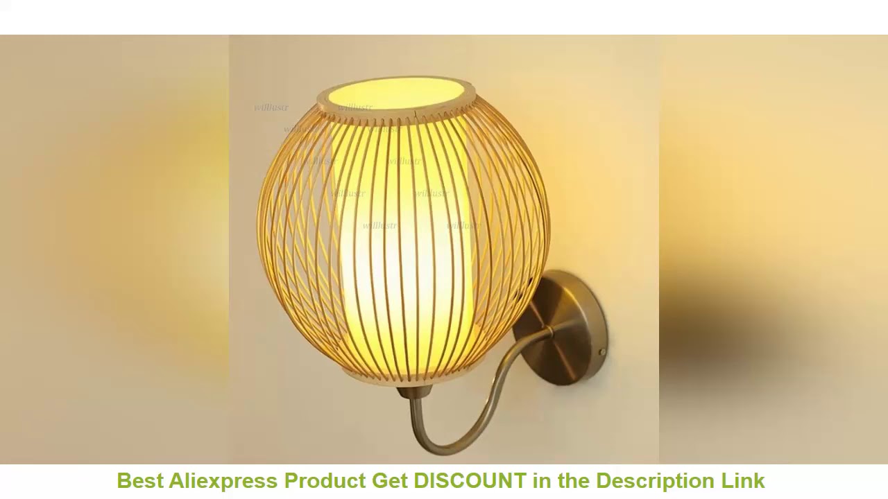 Discount Creative Bamboo Wall Light Pastoral Wood Globe Stick Ball Sconce Aisle Doorway Corridor Fo