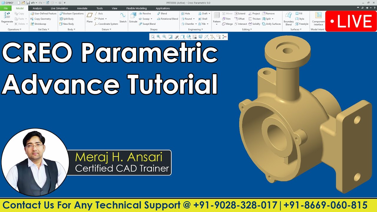 Creo Parametric Part Tutorial | Creo Parametric Drawing | Creo Software For Mechanical Engineer.