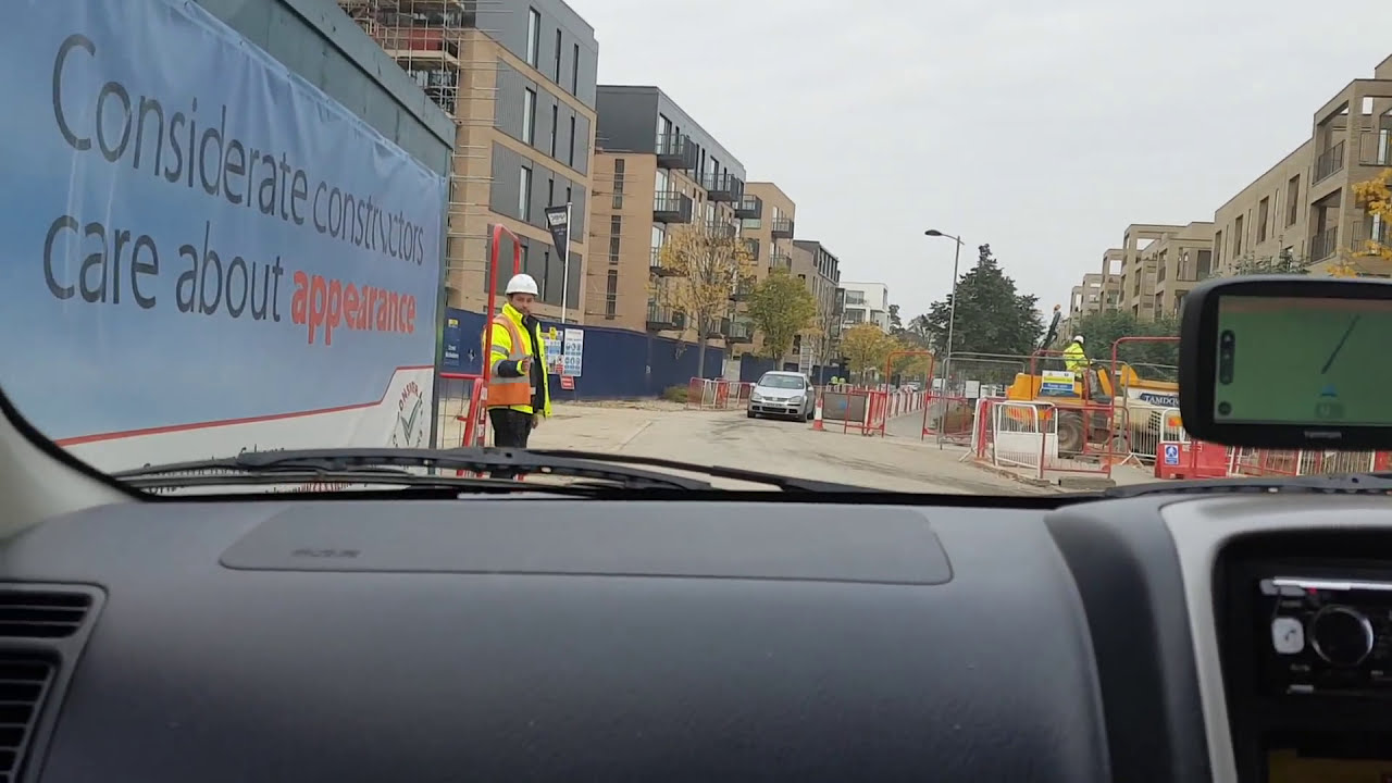 Driving round Great Kneighton in Cambridge