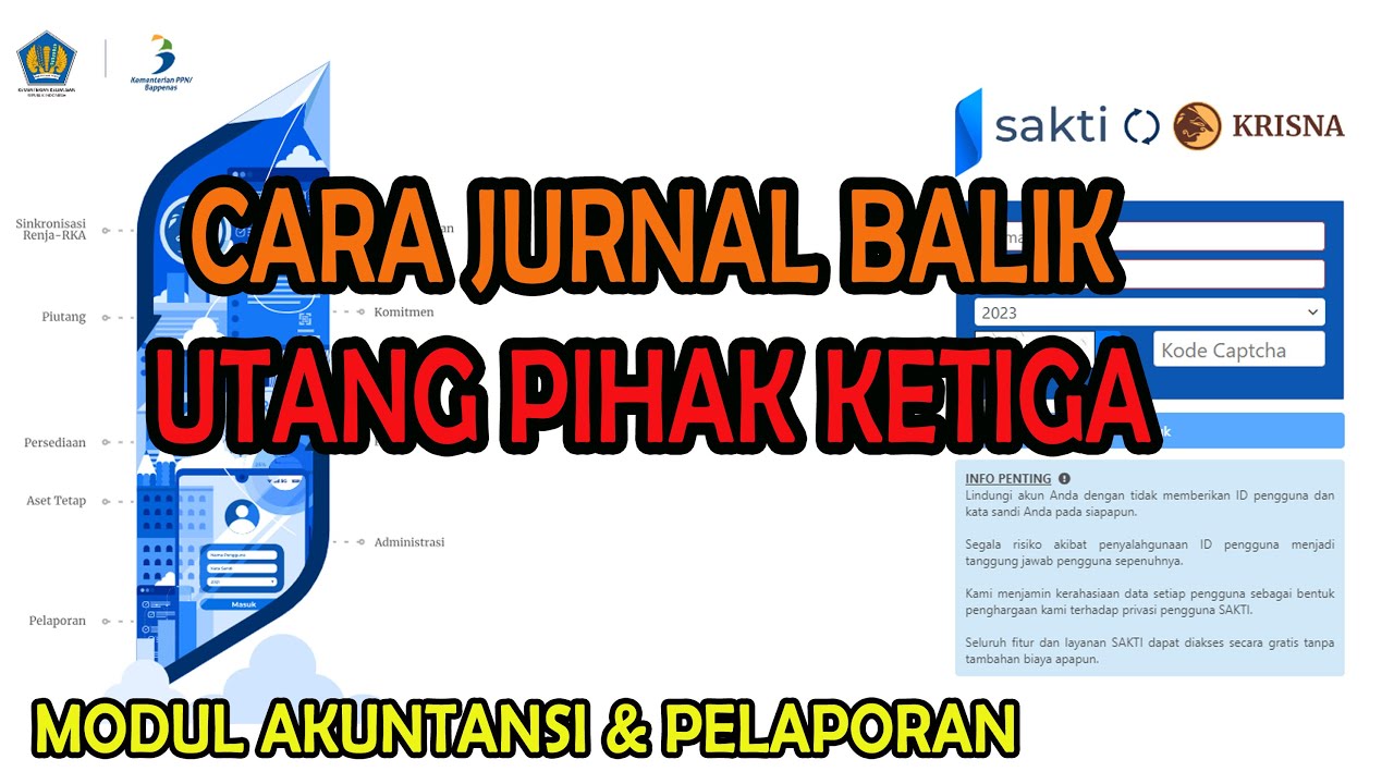 CARA JURNAL BALIK UTANG PIHAK KETIGA DI SAKTI | USER GLP
