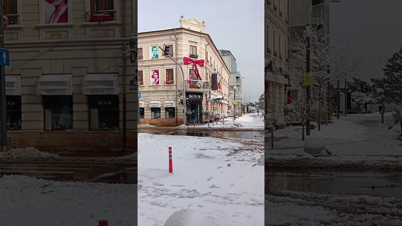 Plimbare de poveste prin centru Constantei la prima zapada. #constanta #frozen #youtubeshorts