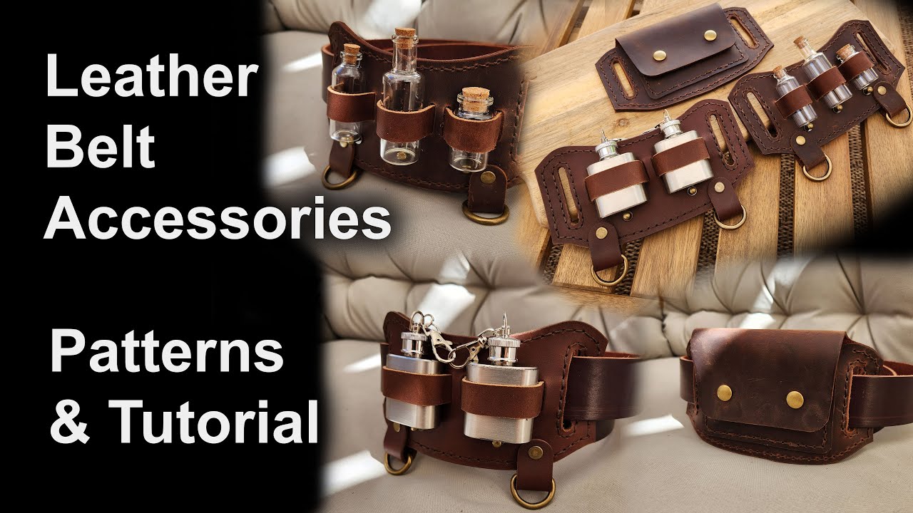 Leather Pattern for Medieval Belt Accessories - Steampunk Vials, Flasks, Pockets - DIY PDF Pattern