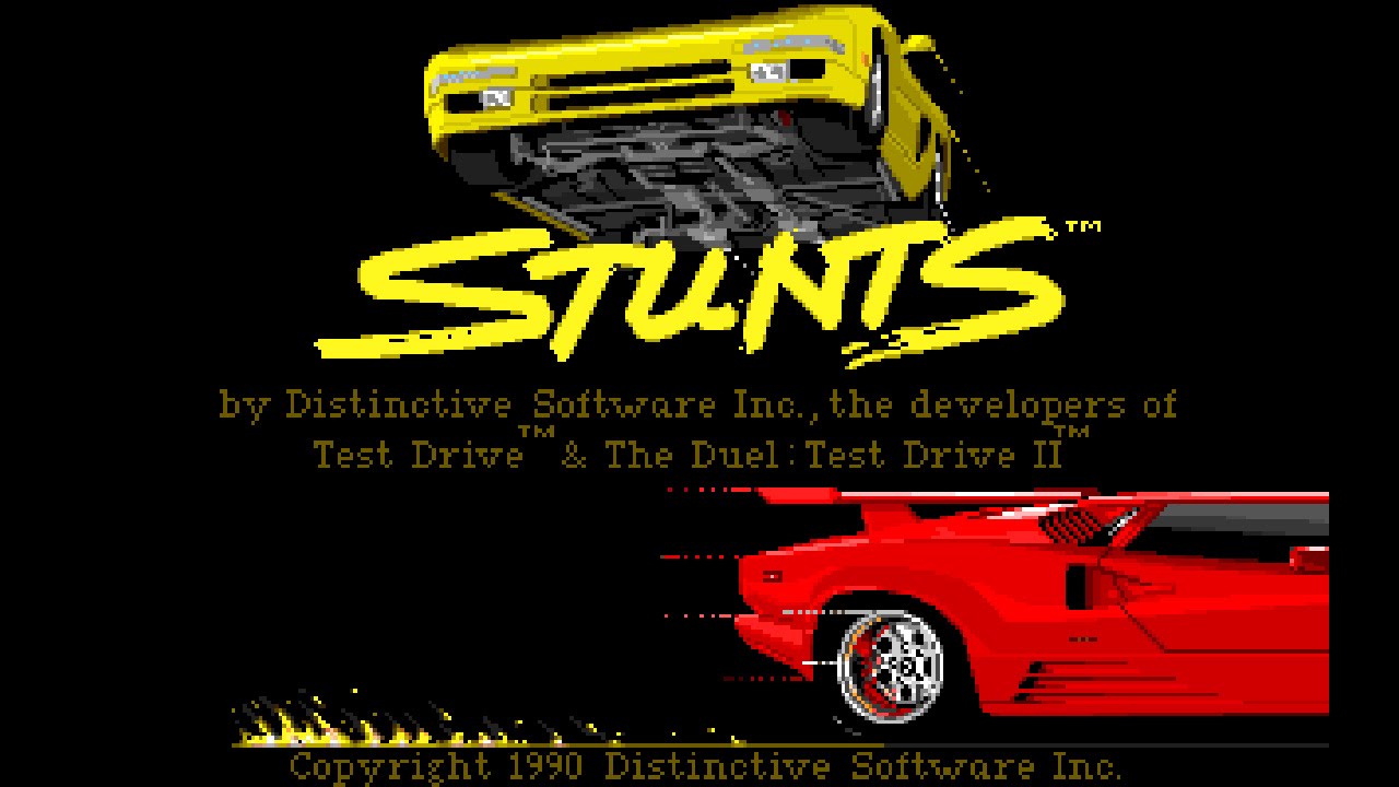 STUNTS: 4D Sports Driving (PC/DOS) 1990, Distinctive Software Inc.