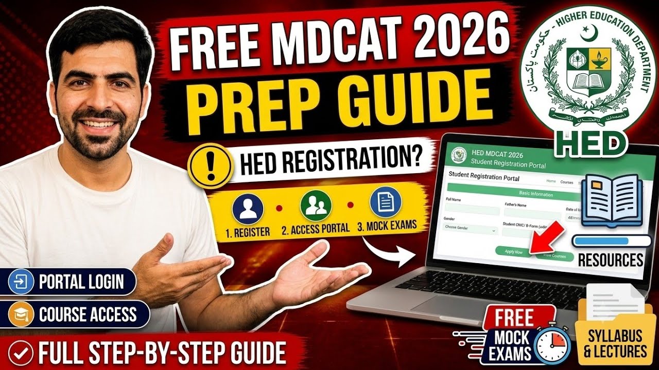 PMDC MDCAT 2026: Регистрация на портале бесплатной подготовки Департамента высшего образования (п...