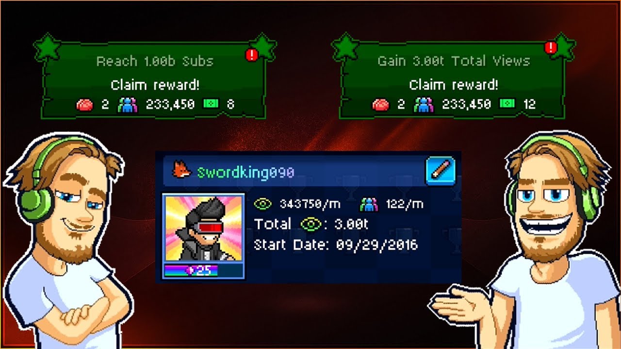 Pewdiepie's Tuber Simulator - Reaching 1 Billion Subscribers and 3 Trillion Views!