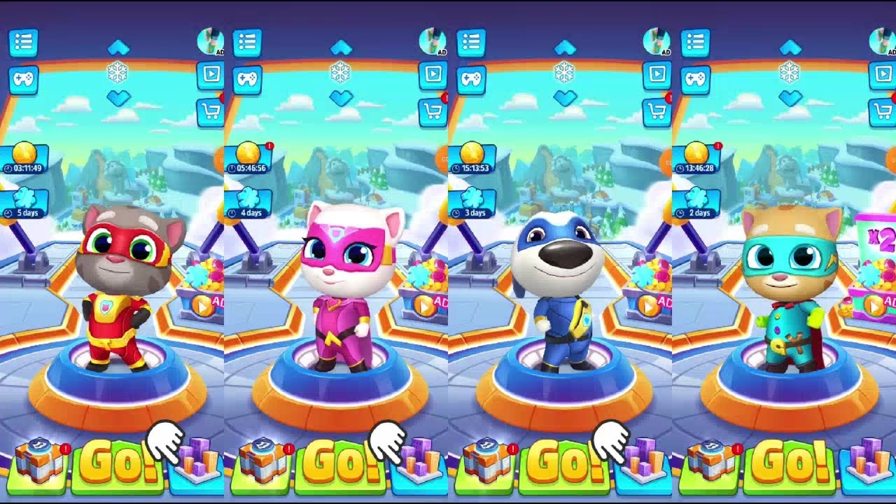 Talking Tom Hero Dash Christmas update Super Tom vs Angela vs Hank vs Ginger vs Roy Raccoon
