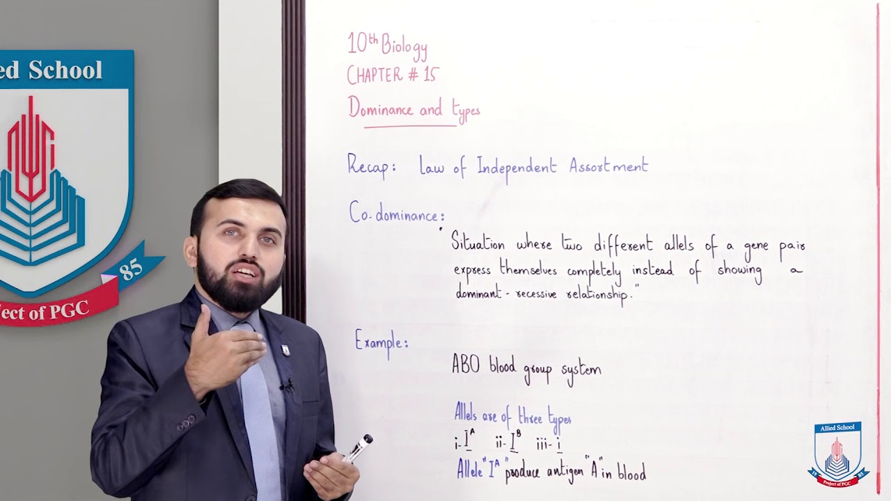 Class 10 - Biology - Chapter 15 - Lecture 06 Dominance and types   - Allied Schools