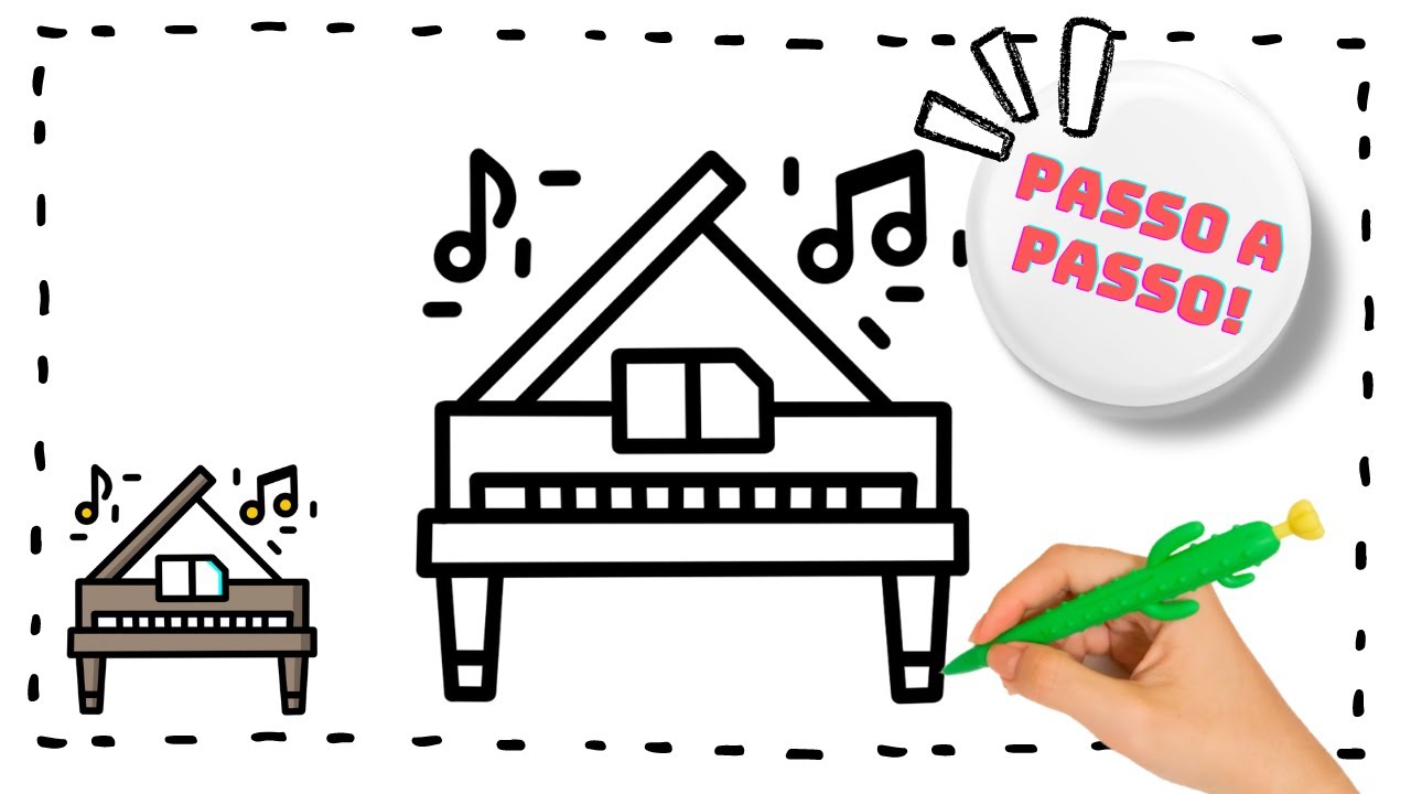 🟡 COMO DESENHAR UM PIANO FÁCIL PASSO A PASSO • Tutorial de Desenho Instrumentos Musicais | ArteKIDS
