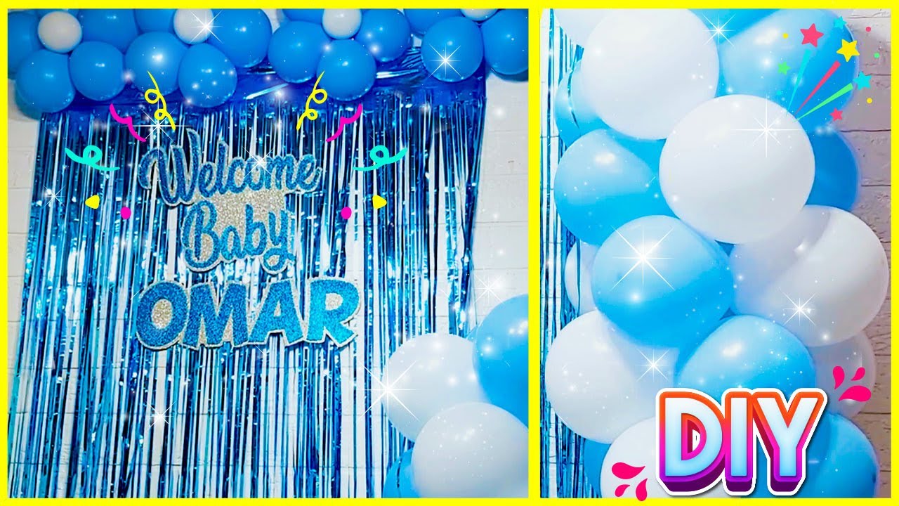 افكار لزينة السبوع اسهل طريقه لعمل ستاند /عمود البلالين ديكور سبوع المولود - زينة سبوع البيبي DIY