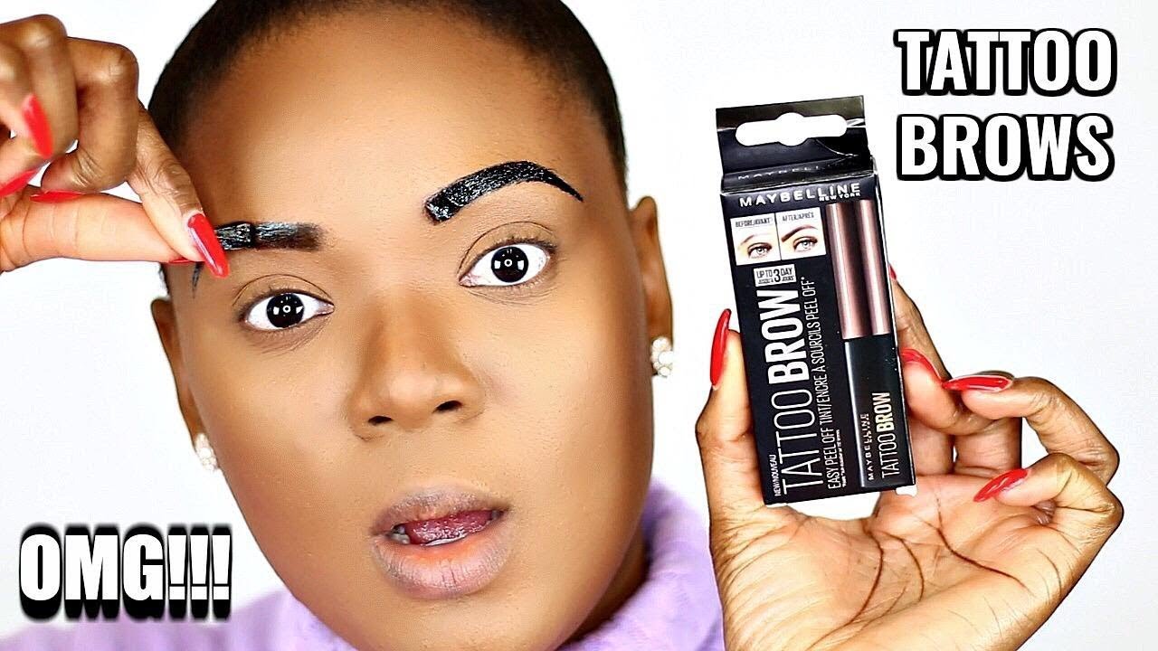I TATTOOED MY OWN BROWS (NO MICROBLADING NEEDED) MAYBELLINE TATTOO BROW PEEL OFF TINT | OMABELLETV