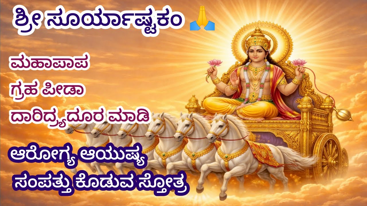 ಆರೋಗ್ಯ ಆಯುಷ್ಯ ಸಂಪತ್ತು ಕೊಡುವ  ಸೂರ್ಯ ನಾರಾಯಣ ಸ್ತೋತ್ರ ತಪ್ಪದೆ ಹೇಳಿ 🙏