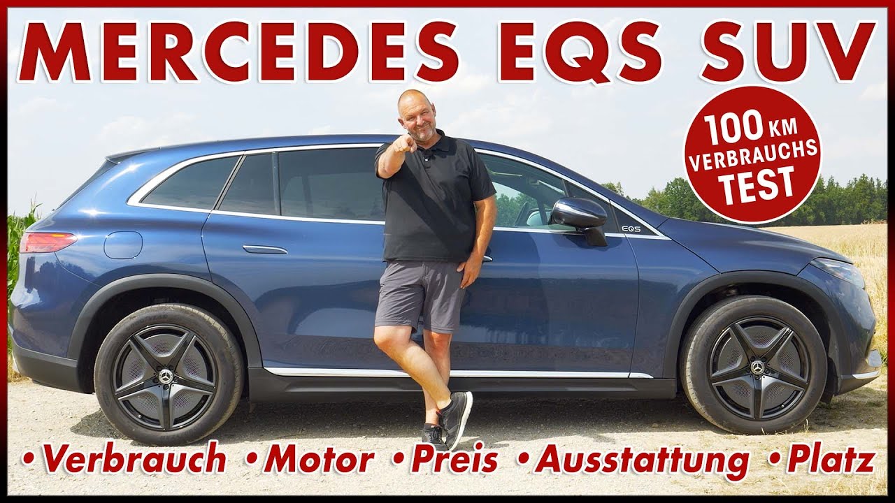 Mercedes EQS SUV 100 km Verbrauch Test - Was braucht das große E-SUV? Reichweite Review Deutsch 2023