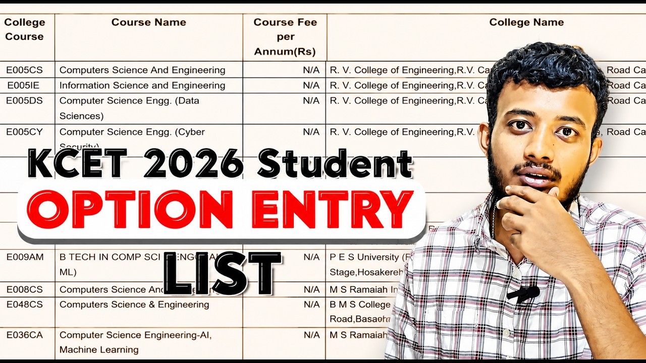 🚨 KCET 2026 OPTION ENTRY COLLEGE LIST📋| Option entry Live Demo| All Ranks #kcetoptionentry #kcet2026