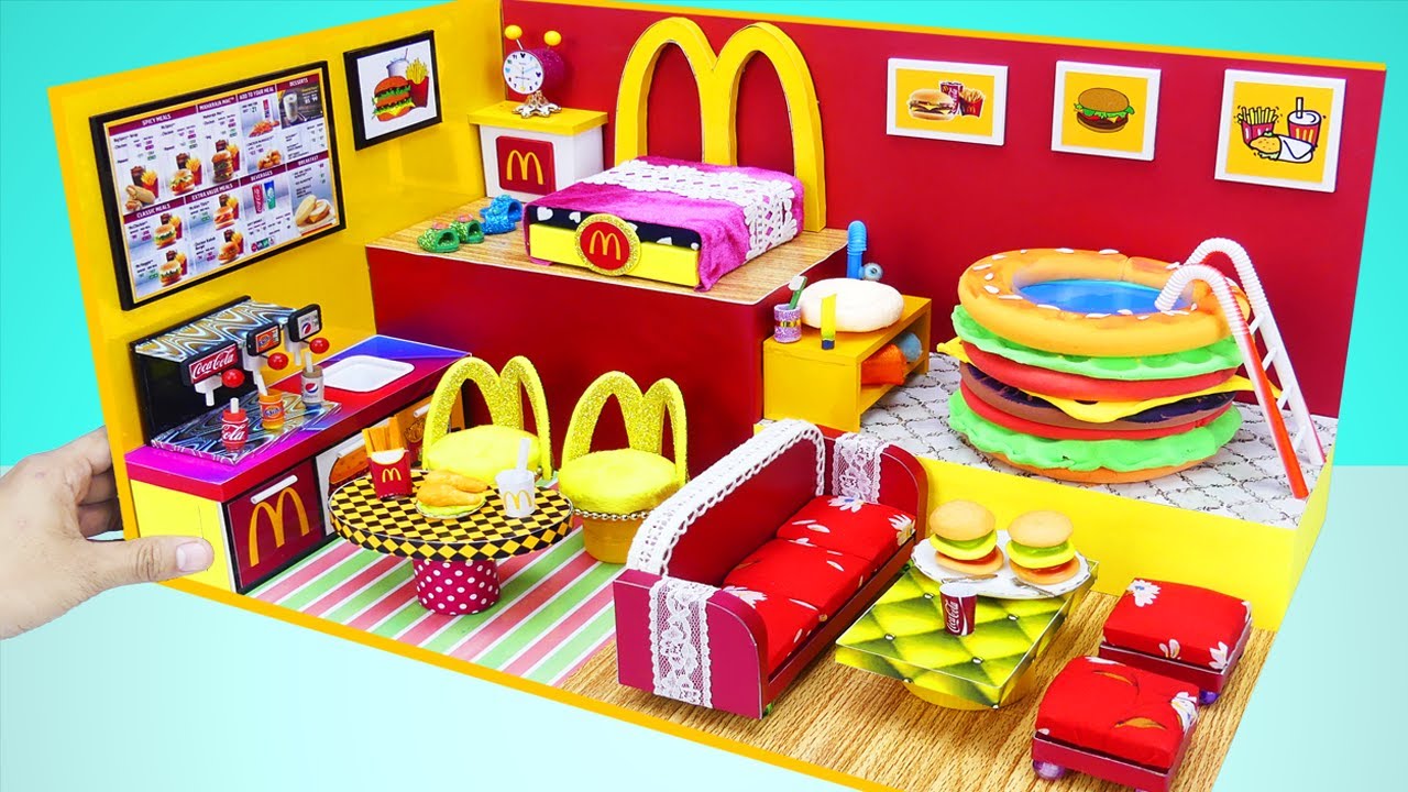 (so befriedigend) DIY-Miniaturhaus aus Pappe Nr. 53 💗💖Bauen Sie ein fantastisches McDonald's-Haus