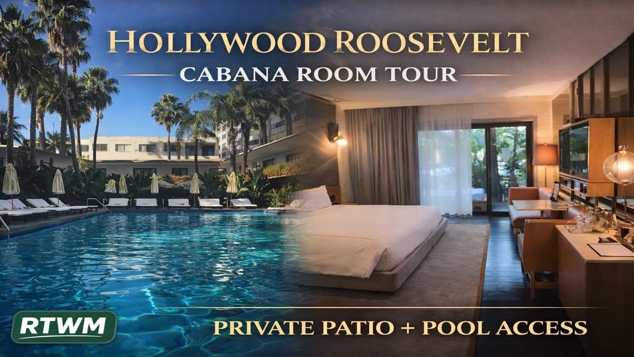 The Hollywood Roosevelt LA  - Cabana Room With Private Patio - Room Tour - Room Number 103