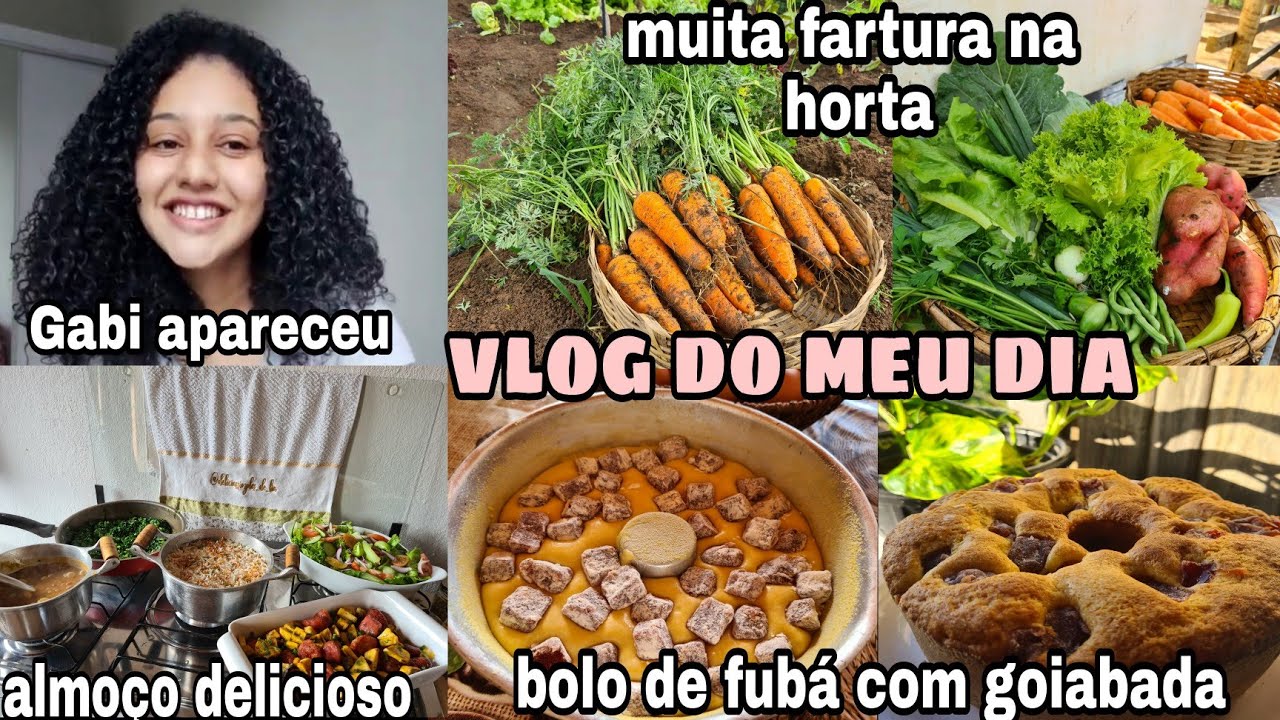 GABI APARECEU NO VLOG/ COLHEITA DE CENOURAS ORGÂNICAS /ALMOÇO DELICIOSO/BOLO DE FUBÁ COM GOIABADA