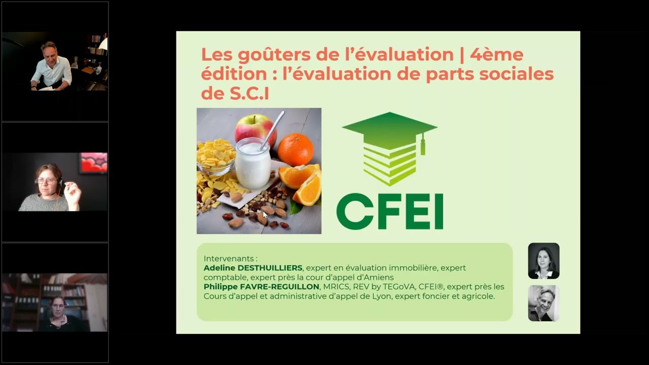Les goûters de l'évaluation : l'évaluation des parts sociales de S.C.I