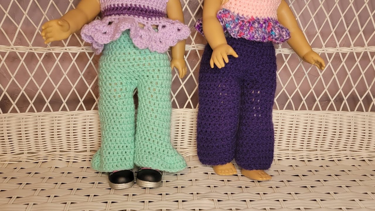 How to crochet doll clothing for an American Girl Doll Straight Flare pants