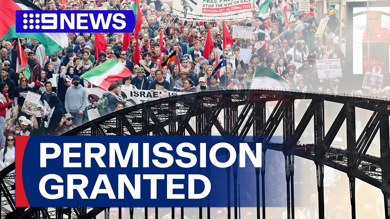 Protesters allowed to march across Sydney Harbour Bridge | 9 News Australia