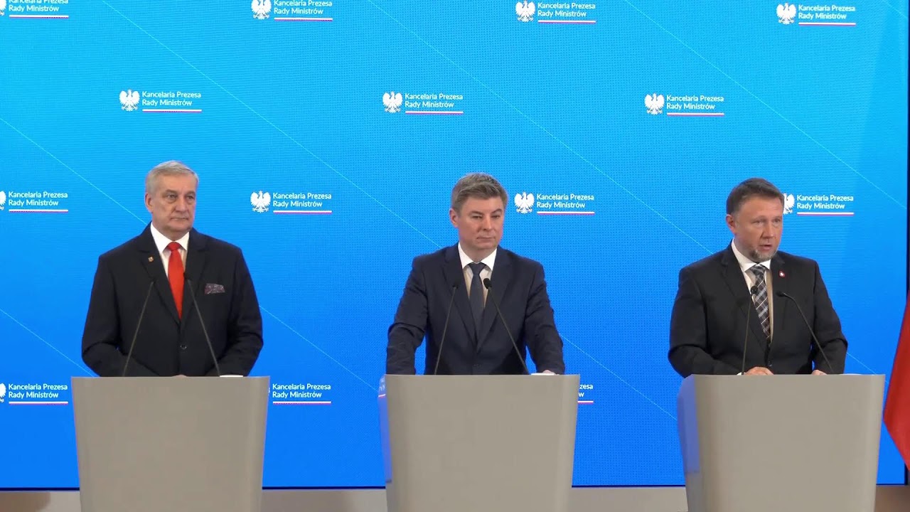 Konferencja prasowa ministra J. Grabca, ministra M. Kierwińskiego i wiceministra W. Szczepańskiego