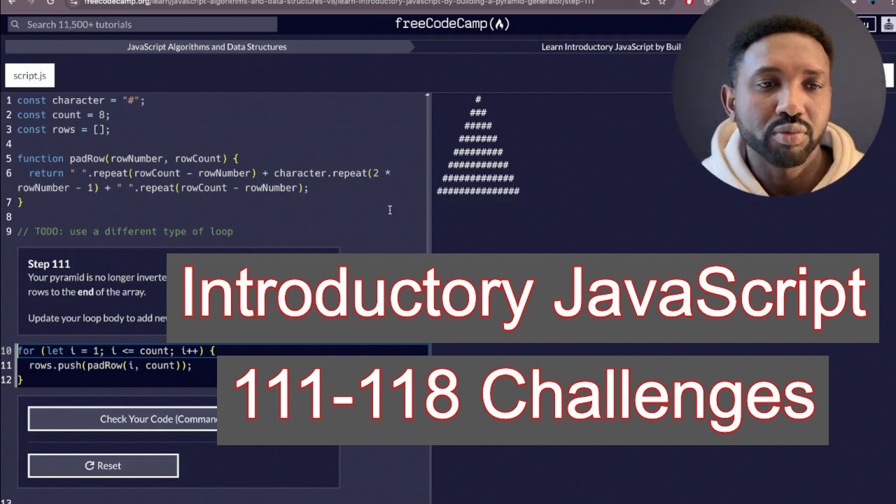 Step-by-Step FreeCodeCamp JavaScript Tutorial: 111-118 Easy Beginner Challenges!