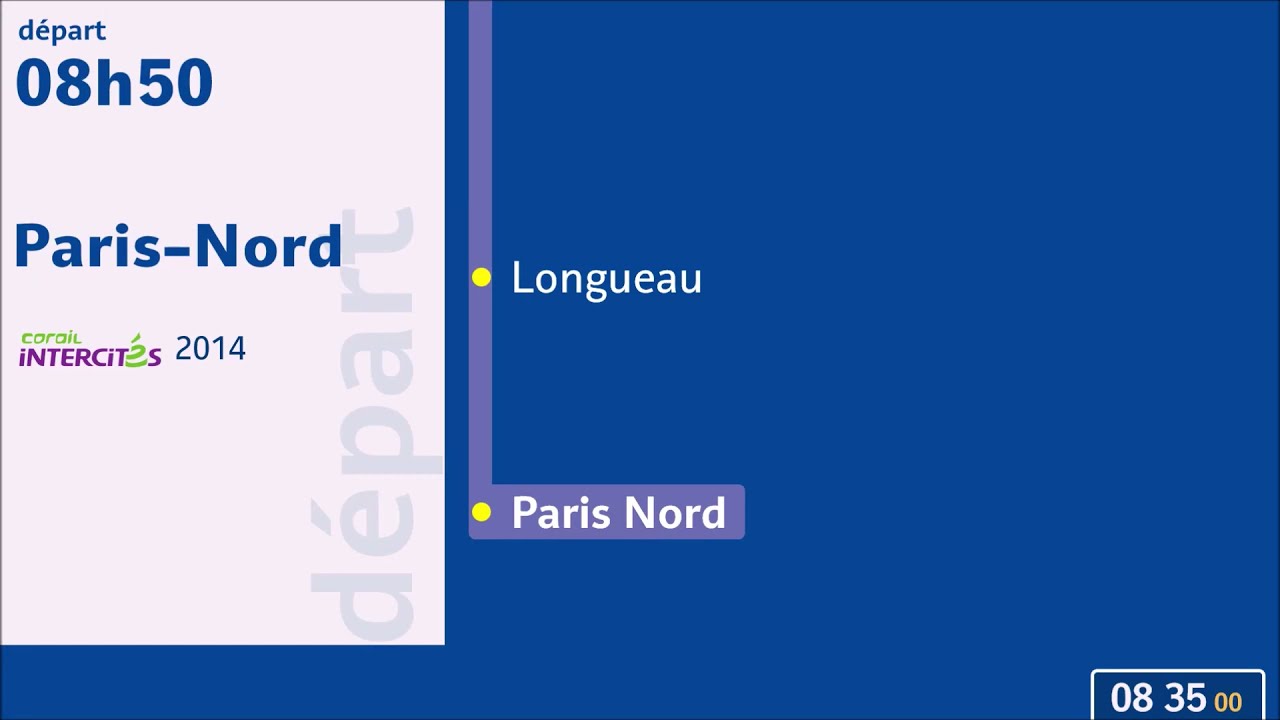 Annonce SNCF Intercités 2014 Boulogne-Ville - Paris Nord (Préarrivée/Arrivée/Départ) [HD - Animé]