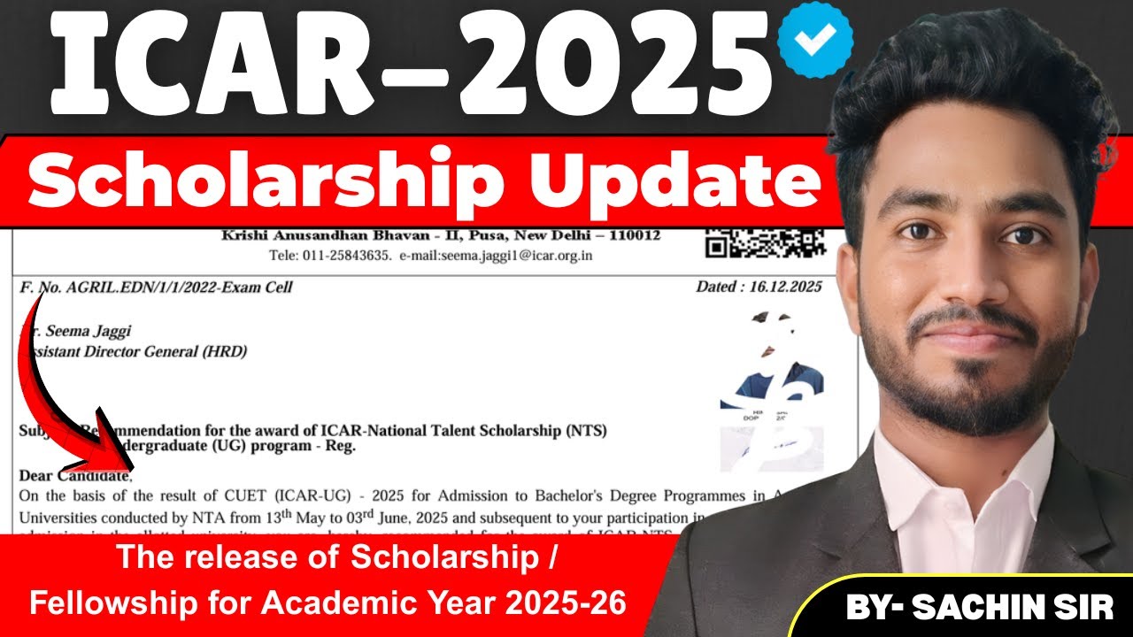 ICAR Latest Update || Scholarship Update || Big Update || Result Update #icar