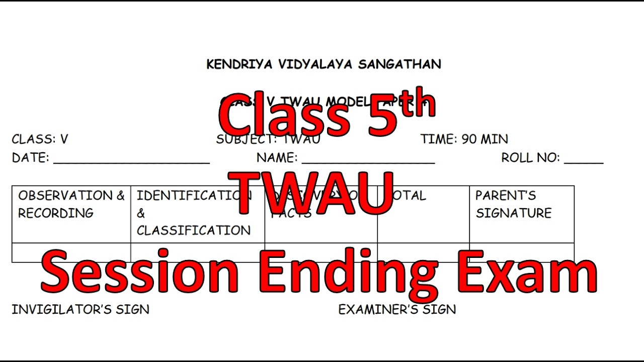 SESSION ENDING EXAM CLASS 5th TWAU FOR KV STUDENTS BY LET'S STUDY THE BASIC | Session 2025 -2026