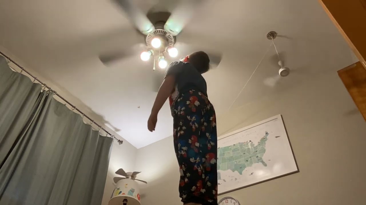 Ceiling fans in my bedroom on all speeds with pull chain sounds and light socket fan