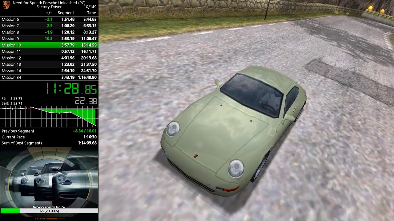 Speedrun Need for Speed: Porsche Unleashed Factory Driver (1:15:44) Former WR