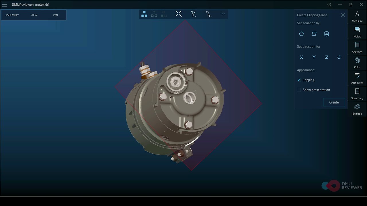 Create clipping planes on 3D CAD models in DMU Reviewer