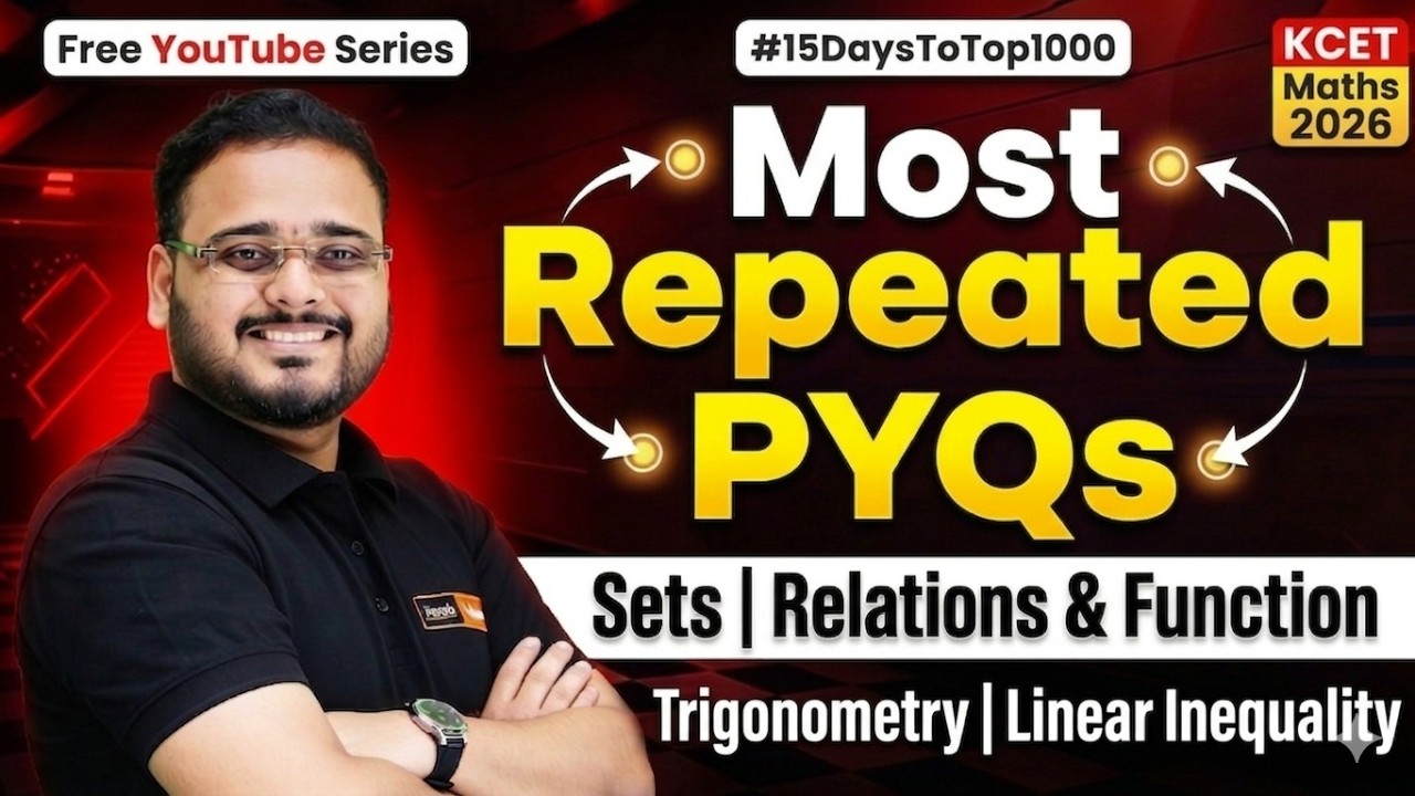 😱 KCET Maths LIVE PYQs | 4 Chapters in One Shot 💯 #15DaysToTop1000 #15dayschallenge  #kcet2026