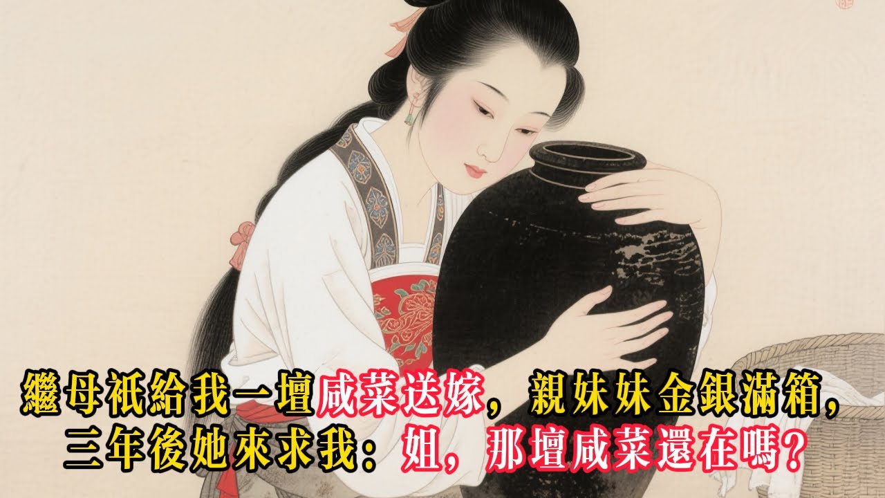 繼母只給我一壇鹹菜送嫁，妹妹卻有金銀滿箱，三年後她來求我：姐，那壇鹹菜還在嗎？民間故事,繼母,嫁妝,逆襲,打臉,爽文,因果報應,情感故事#民間故事 #故事頻道 #爽文 #打臉 #逆襲 #故事分享