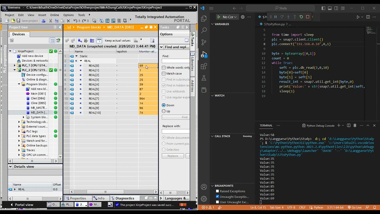 COMMUNICATION S7-1200 SIEMENS WITH PYTHON SNAP7