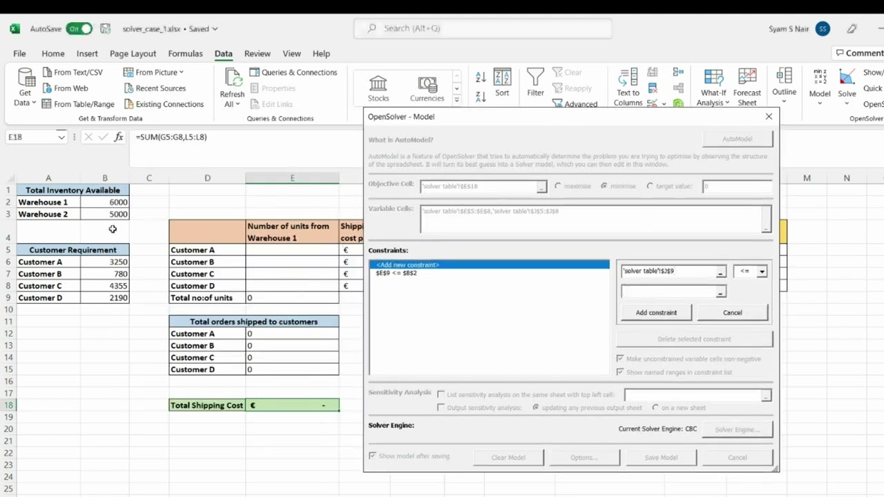 Using Excel to solve Business Problems - using Open Solver