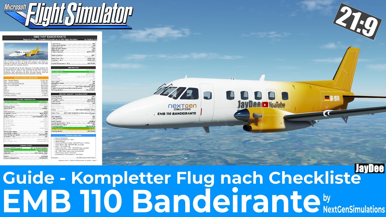 EMB 110 Guide - Kompletter Flug nach Checkliste ★ FLIGHT SIMULATOR