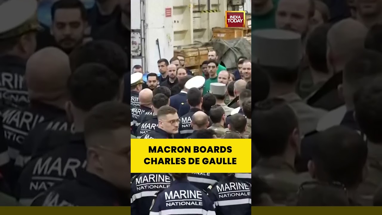 French President Boards Aircraft Carrier Near Greek Island Crete | French President #emmanuelmacron