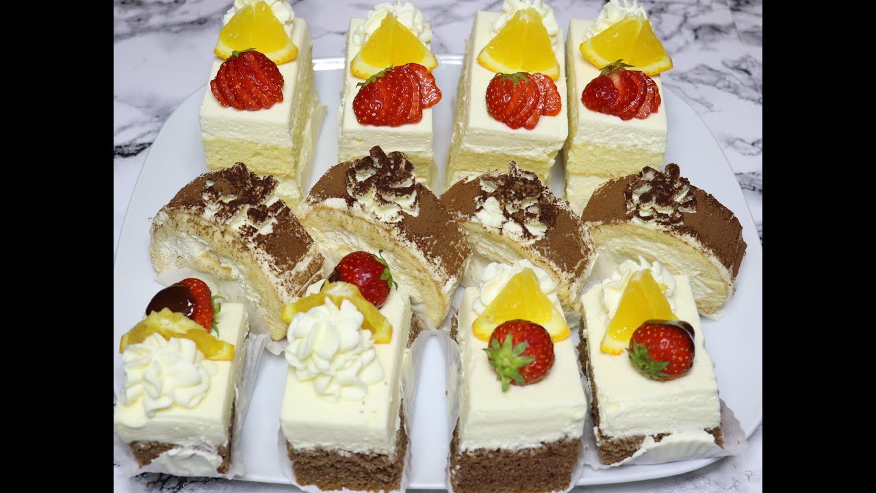 شیرینی خامه ایی برشی sweets with whipped cream