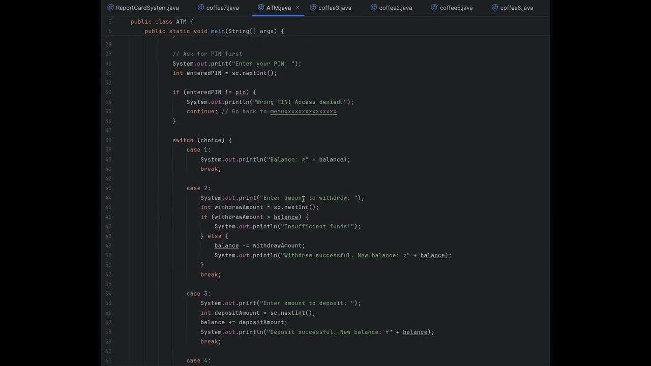 Java Mini Project &mdash; ATM System Simulator | #miniproject #java #OOPS #DESPU #programming