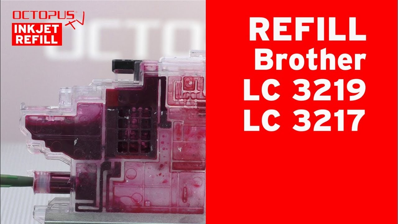 Refill Brother LC-3219 LC-3217 inkjet cartridge, ink chip replacement
