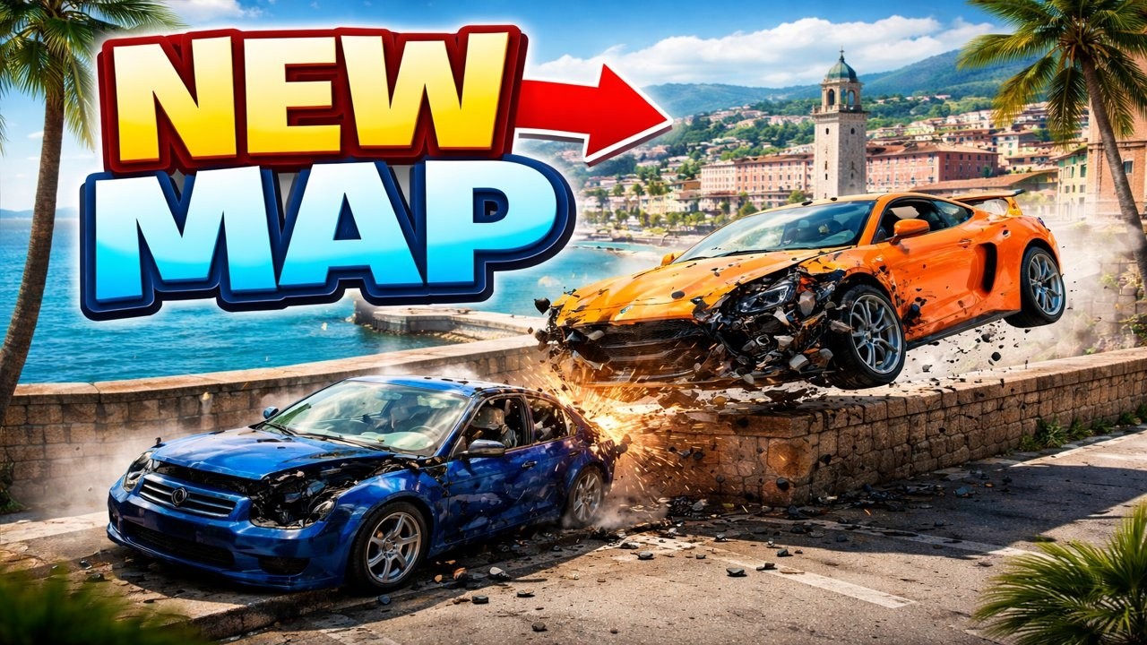 BeamNG drive crash test 7 NEW MAP(italy)