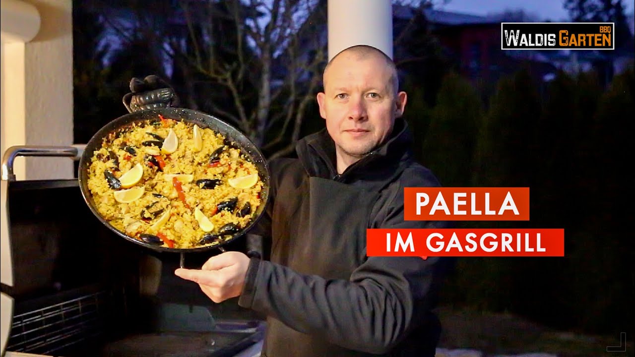 PAELLA IM GASGRILL / SPANISCHE PAELLA MIT MEERESFRÜCHTEN / REZEPT