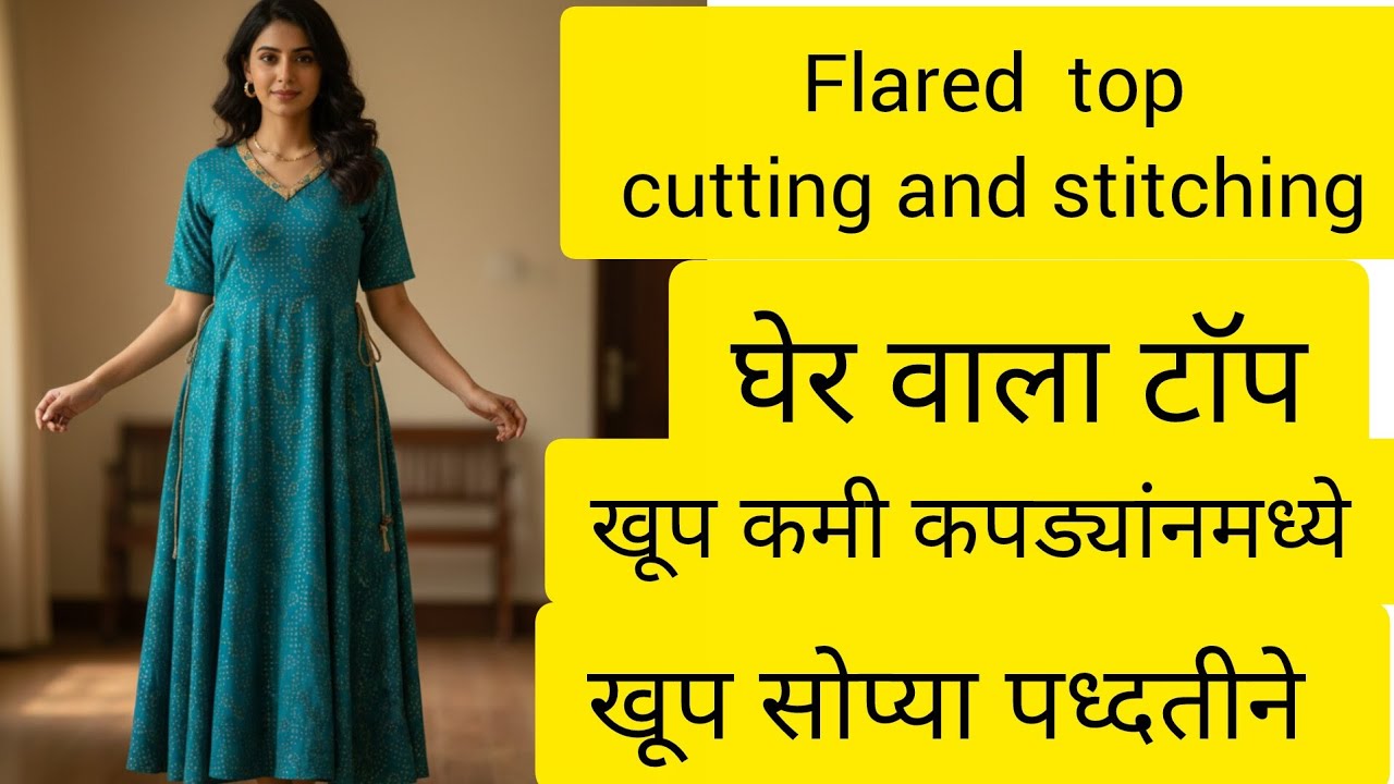 How to make flared top cutting and stitching #viral vedio/ledies top cutting & stitching round top 