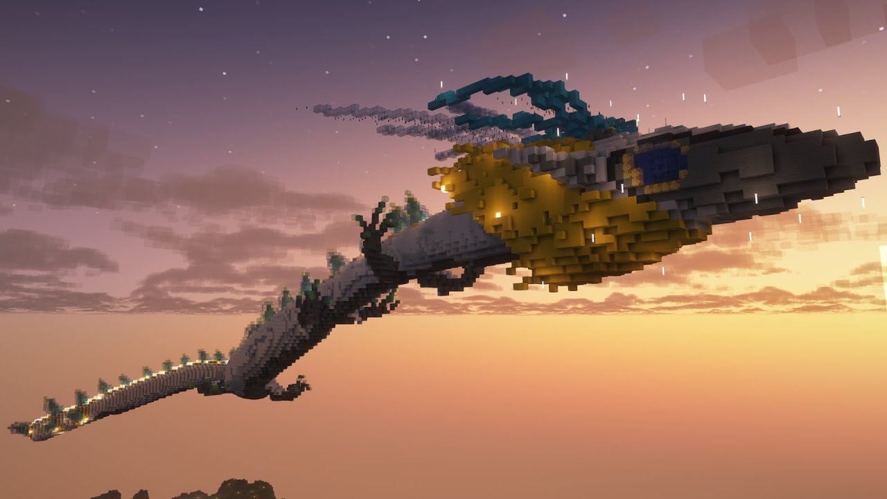 I Built a 23,000 block Light Dragon in Survival Minecraft!